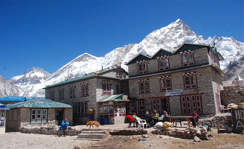 Mt. Nuptse towering above the guesthouse