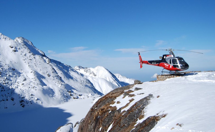 Helicopter Landing at Lake