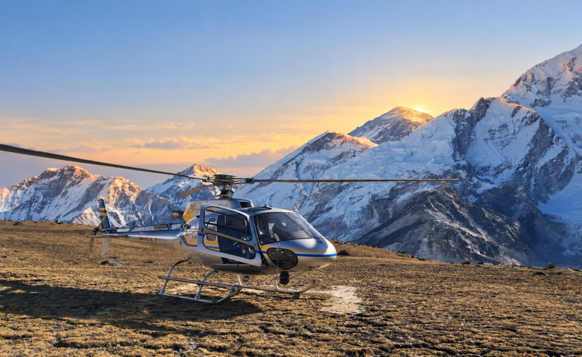 Helicopter Landing at Kala Patthar