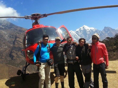 Helicopter Landing at Gorekshep